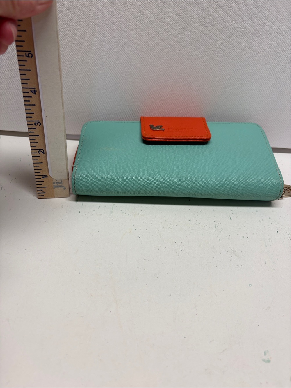 Two-Tone Mint and Coral Zip Wallet by - Picture 13 of 13